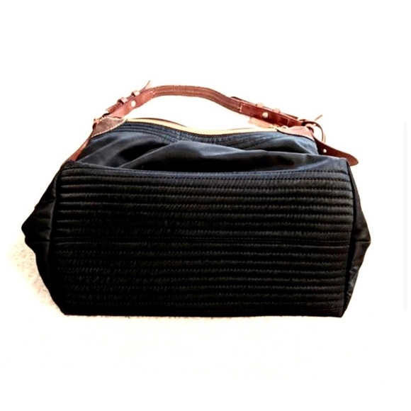 DOONEY AND BOURKE Large Nylon Curved Leather Trim Vintage Bag, Black and Tan - Picture 3 of 9